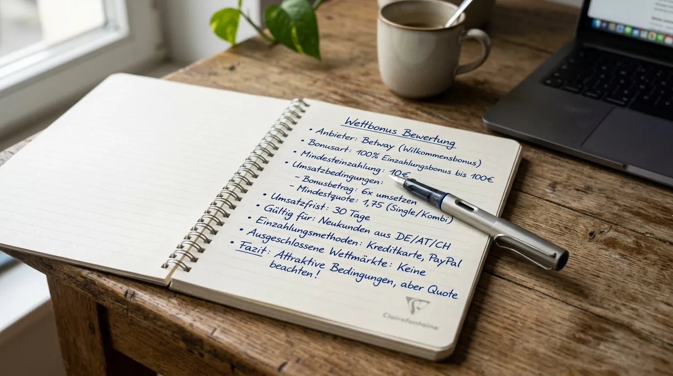 Notizblock mit handschriftlichen Stichpunkten zur abschließenden Anbieter-Einordnung