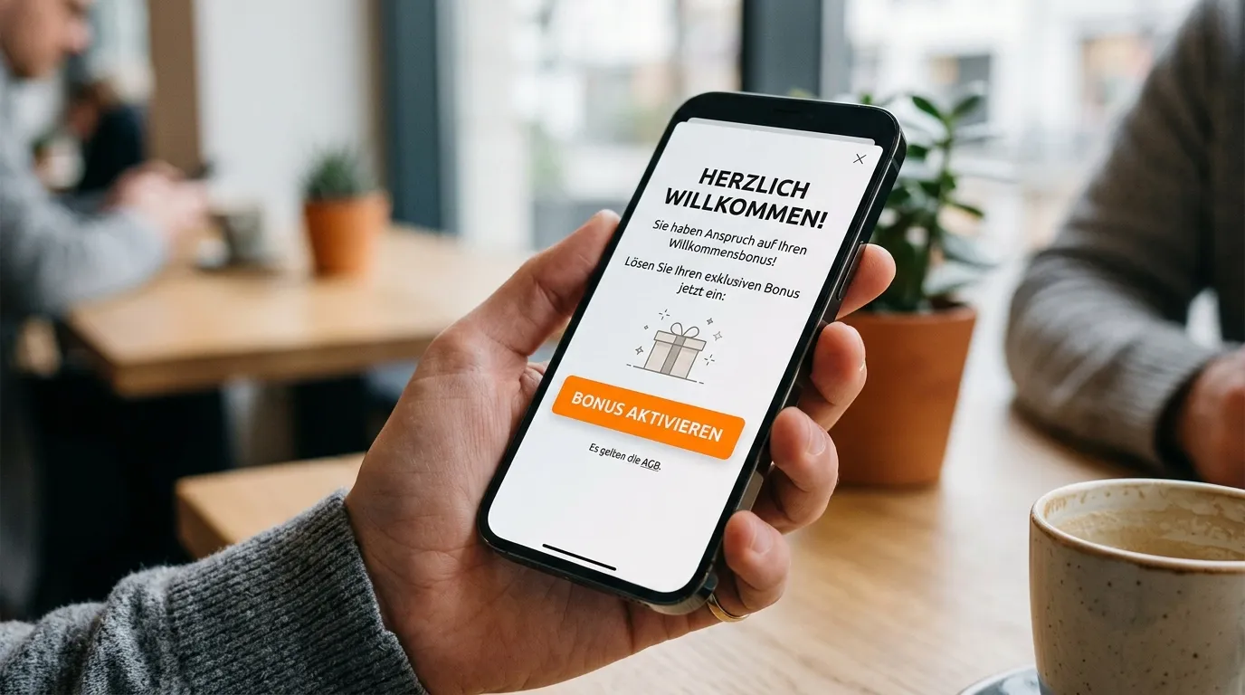Aktivierungs-Bildschirm einer Sportwetten-App mit Bonus-Bestätigungsbutton