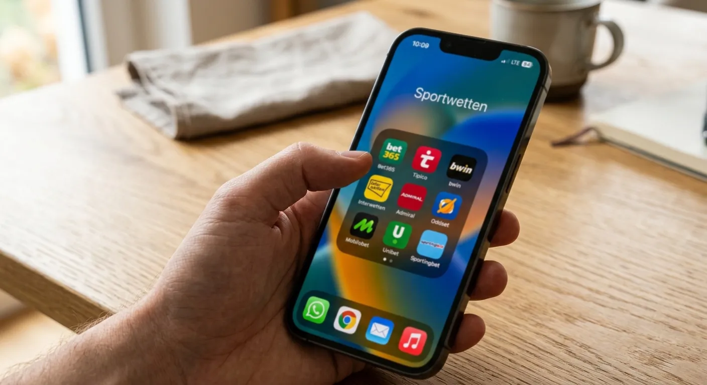 Mehrere geöffnete Wett-Apps auf einem Smartphone nebeneinander als Sinnbild für Hopping