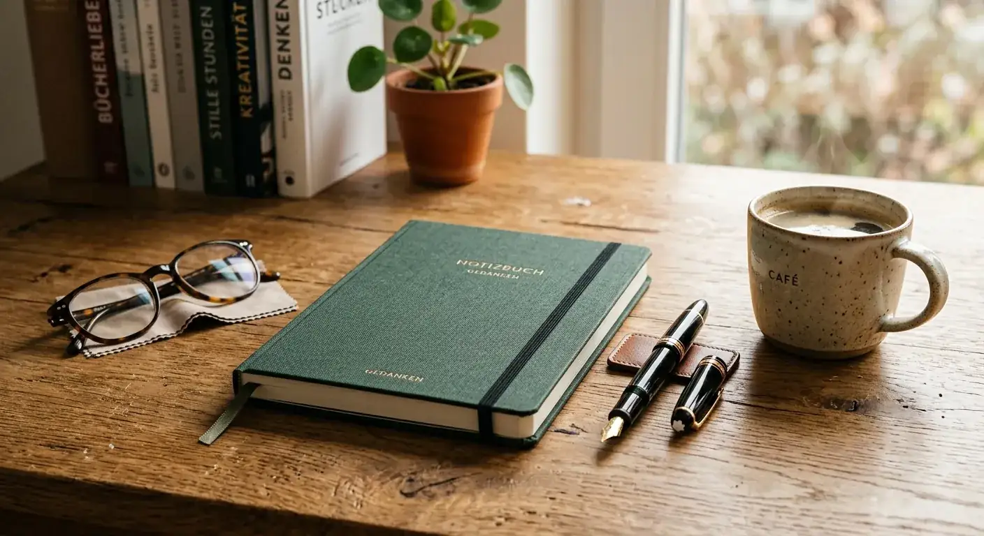 Arbeitstisch mit Notizen, Stift und Tasse als abschließende Strategie-Einordnung