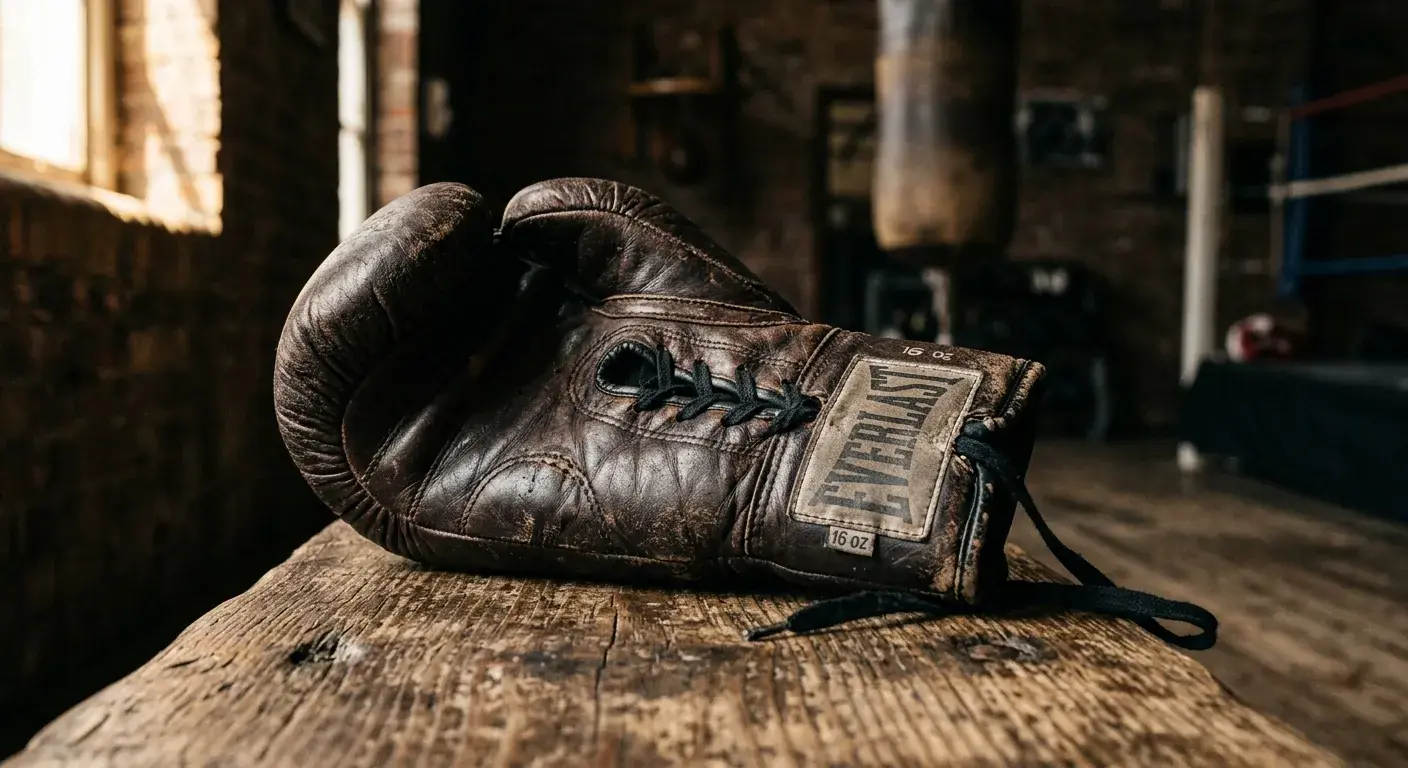 Detailansicht eines Boxhandschuhs mit angedeuteten Profil-Markierungen