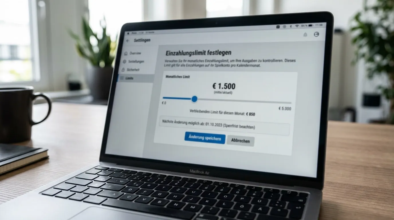 Einstellungsseite eines Wettkontos zur Festlegung von Einzahlungslimits